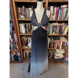 Alyce Designs Women’s Size XS Cutout Sleeveless Ombré Maxi Dress Blue Grey